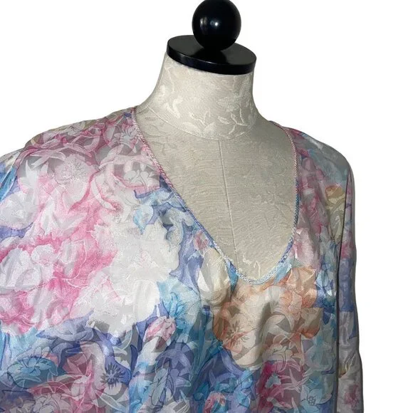 Mary McFadden Vintage Womens Nightgown Size Large Pastel Floral Watercolor - Picture 12 of 12